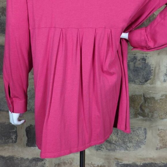 J. Jill pink button up cotton & modal shirt size XL Long Line Soft Long Sleeve - Picture 7 of 12